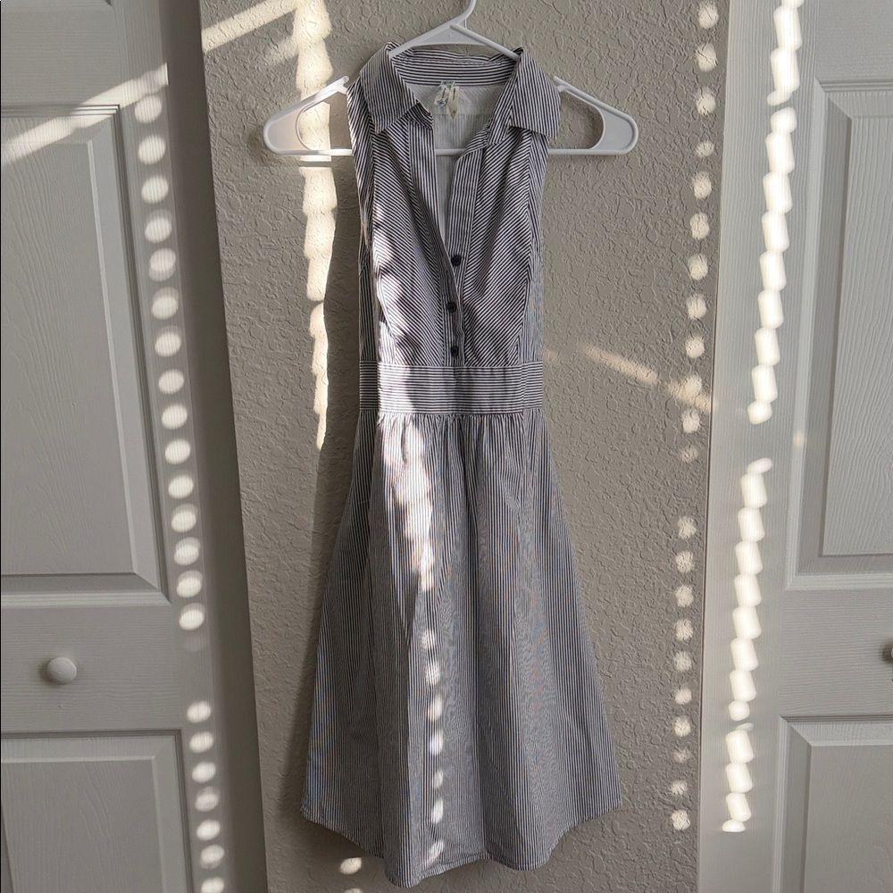 Maeve Black and White Button-Down Midi Dress